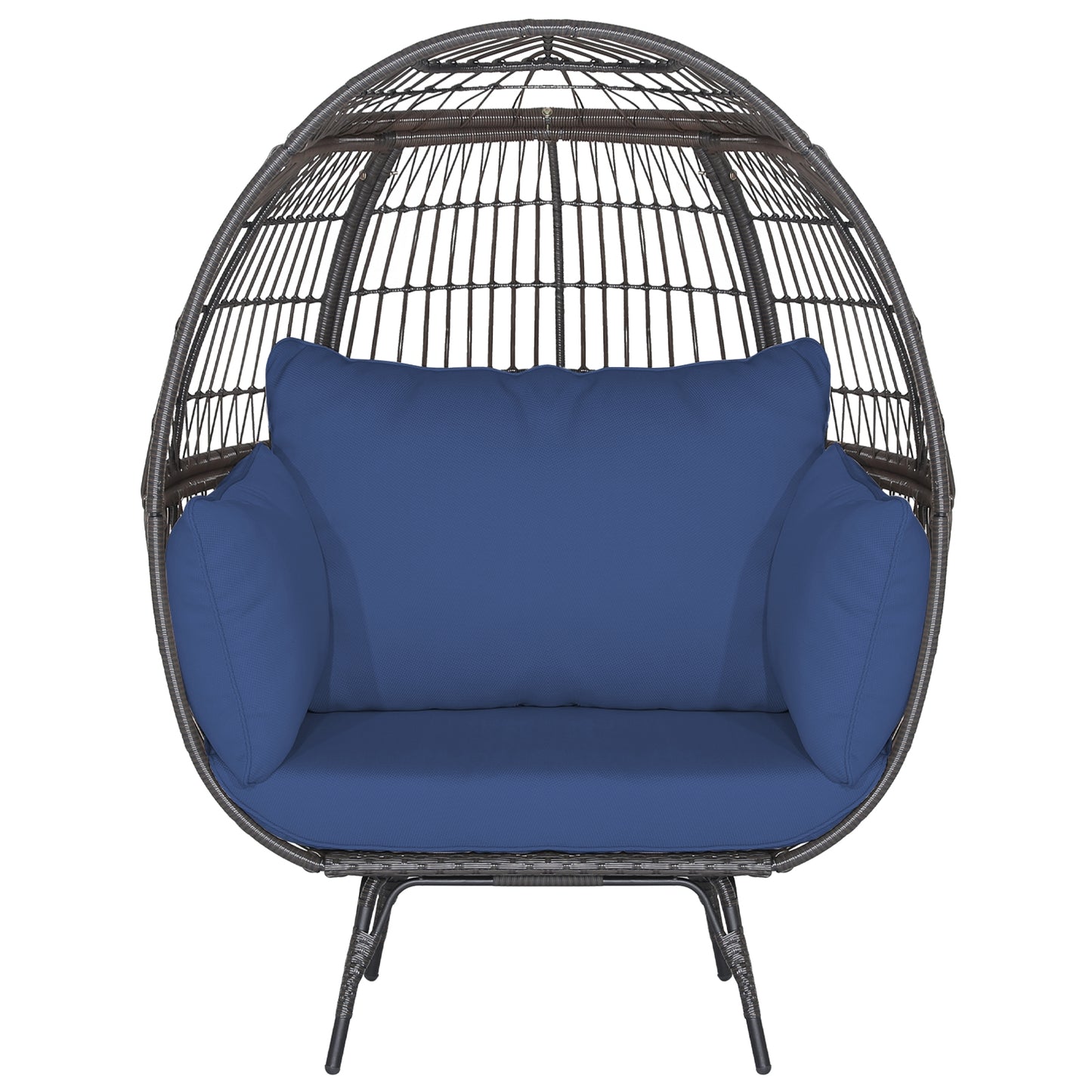 Oversized Patio Rattan Egg Lounge Chair with 4 Cushions, Navy Outdoor Chaise Lounges at Gallery Canada