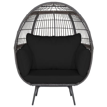 Oversized Indoor Wicker Egg Chair with Sturdy Metal Frame for Patio, Black Outdoor Chaise Lounges Black at Gallery Canada