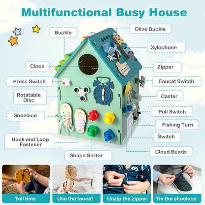 Montessori Play House with Sensory Games and Interior Storage Space, Blue Play Tents & Playhouse at Gallery Canada