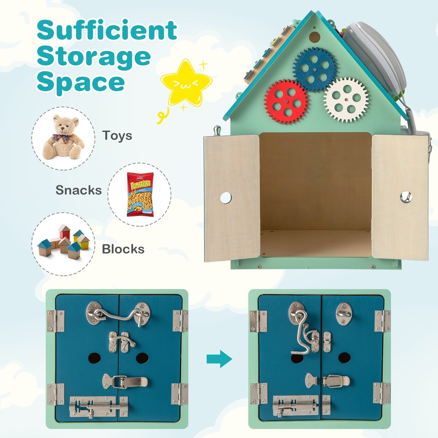 Montessori Play House with Sensory Games and Interior Storage Space, Blue Play Tents & Playhouse at Gallery Canada