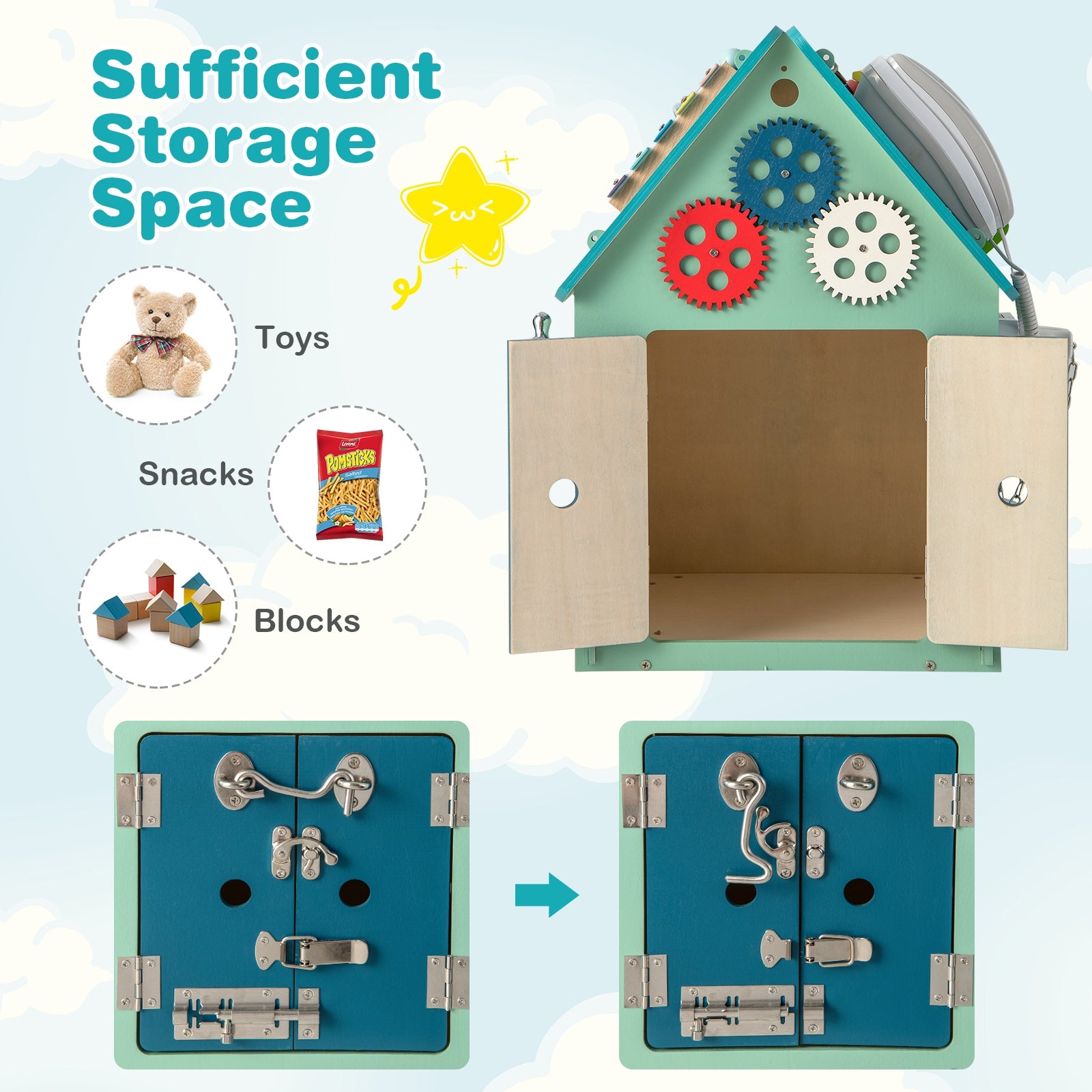 Montessori Play House with Sensory Games and Interior Storage Space, Blue Play Tents & Playhouse at Gallery Canada