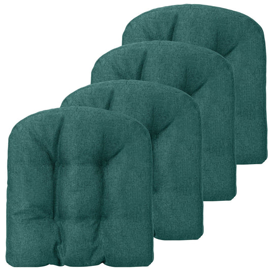 4 Pack 17.5" x 17" U-Shaped Chair Pads with Polyester Cover, Green
