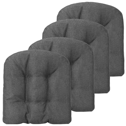 4 Pack 17.5 x 17 Inch U-Shaped Chair Pads with Polyester Cover, Gray