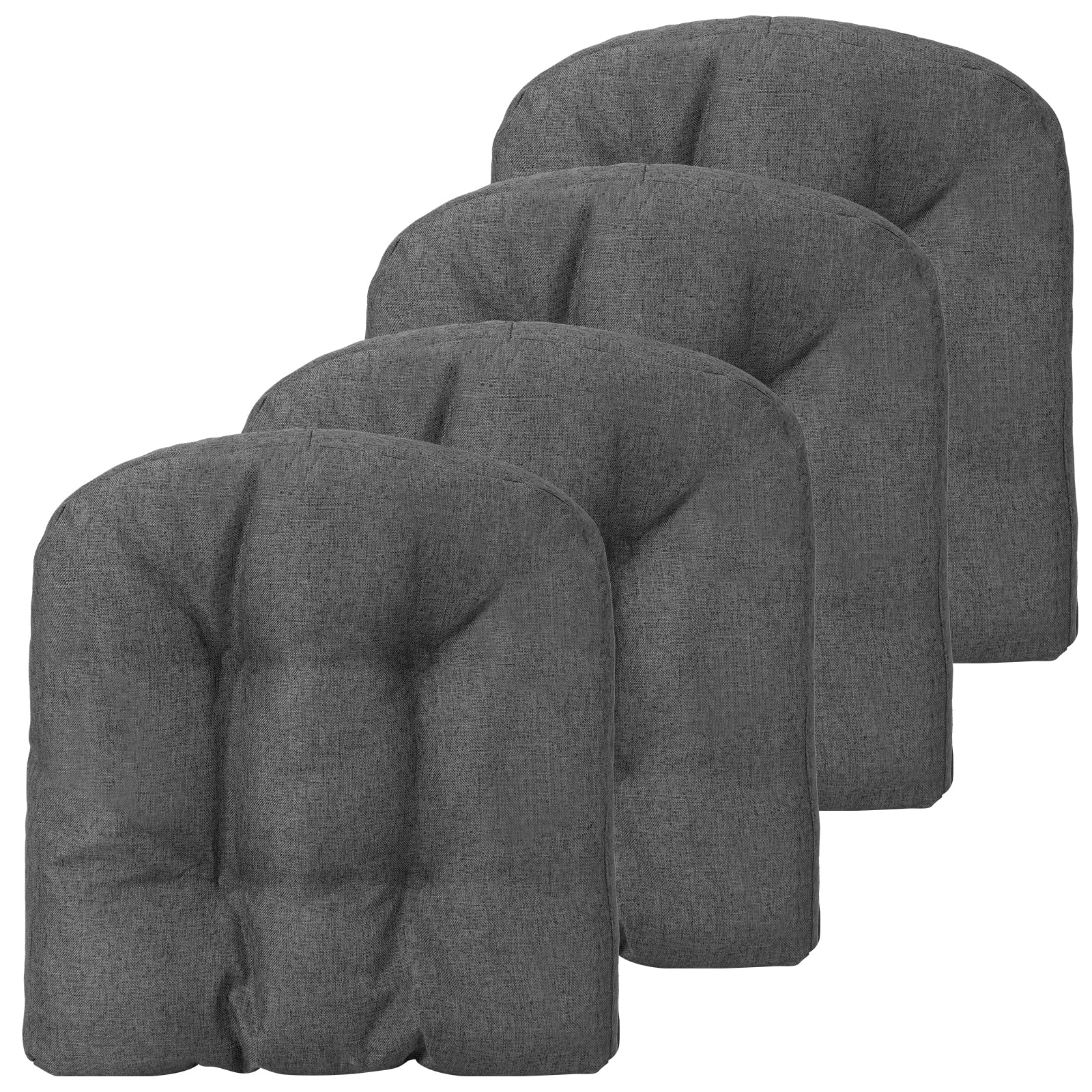 4 Pack 17.5 x 17 Inch U-Shaped Chair Pads, Polyester Cover, Gray Outdoor Furniture Accessories Gray at Gallery Canada