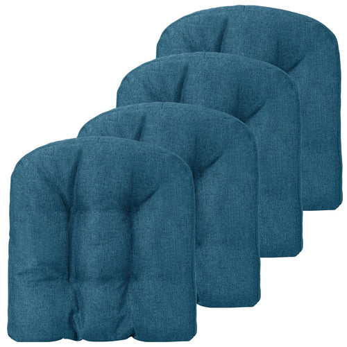 4 Pack 17.5 x 17 Inch U-Shaped Chair Pads with Polyester Cover, Navy