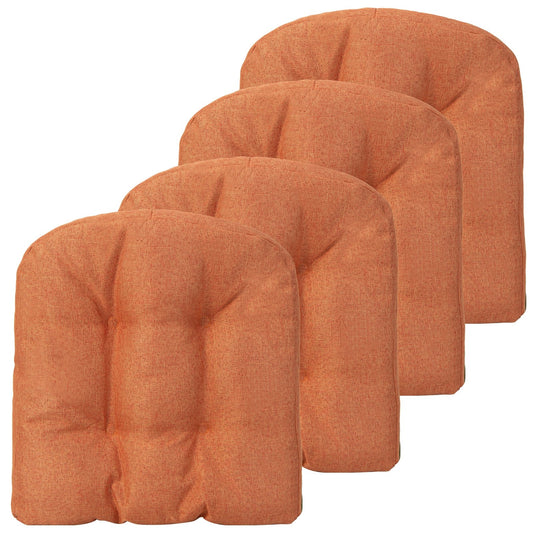 4 Pack 17.5 x 17 Inch U-Shaped Chair Pads with Polyester Cover, Orange