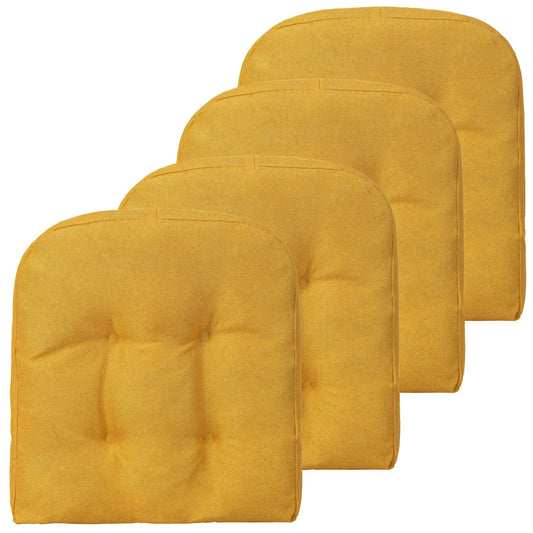 4 Pack 17.5 x 17 Inch U-Shaped Chair Pads with Polyester Cover, Yellow