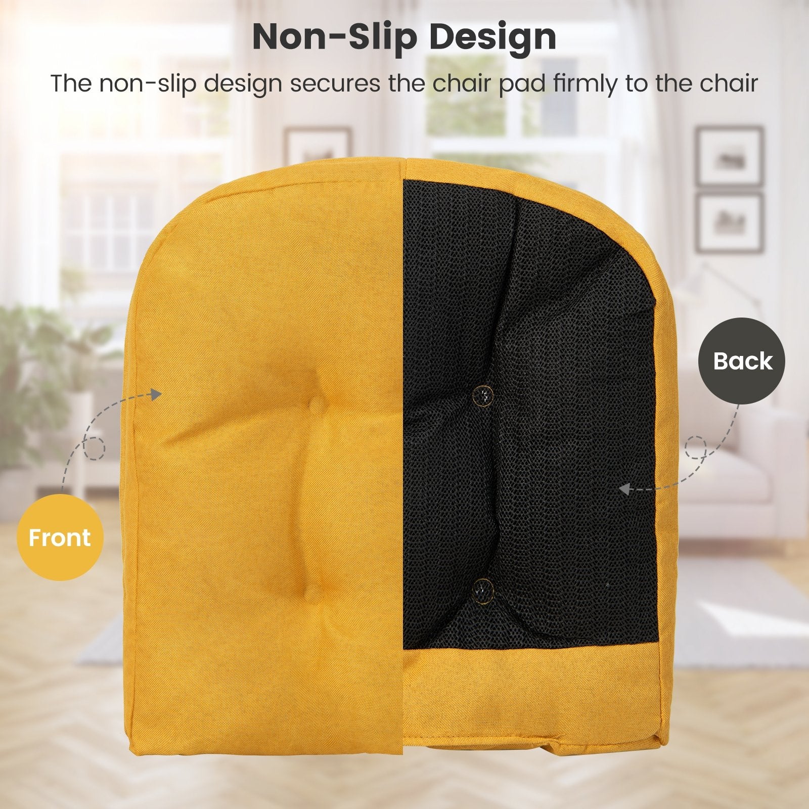 4 Pack 17.5 x 17 Inch U-Shaped Chair Pads with Polyester Cover, Yellow - Gallery Canada