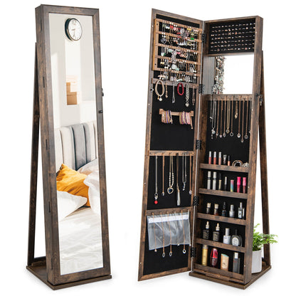 Lockable Jewelry Storage Organizer With Full-Length Mirror, Brown Jewelry Armoires at Gallery Canada