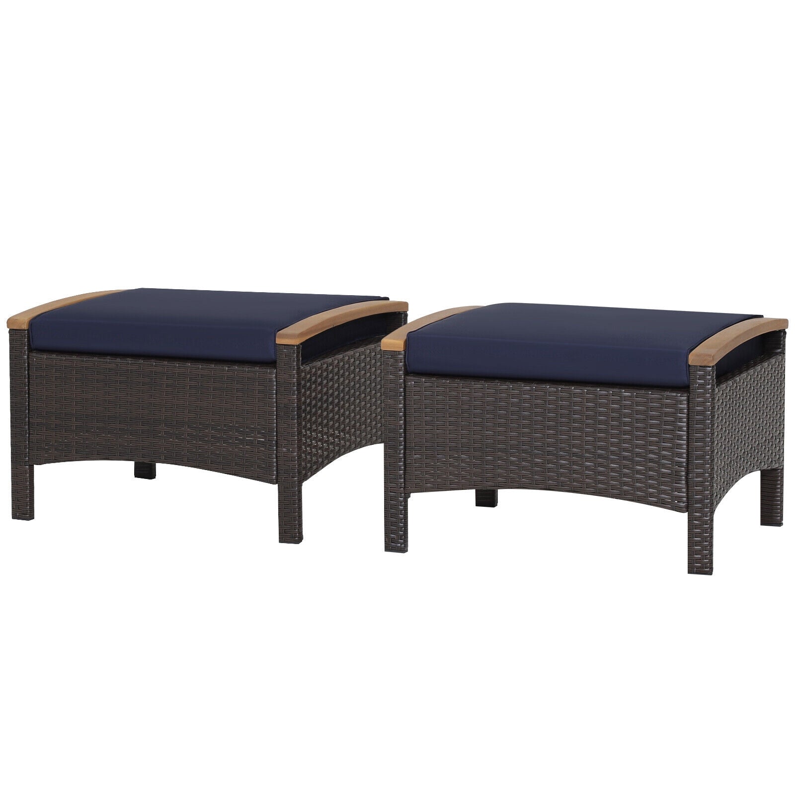 Set Of 2 Fade-Resistant Wicker Patio Ottoman, Navy Outdoor Seating & Patio Chairs Navy at Gallery Canada
