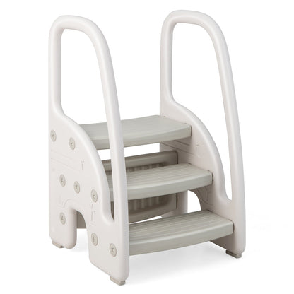 3-Step Toddler Stool, Safety Handles, Non-Slip Pedals, Gray Toddler & Kids Furniture at Gallery Canada