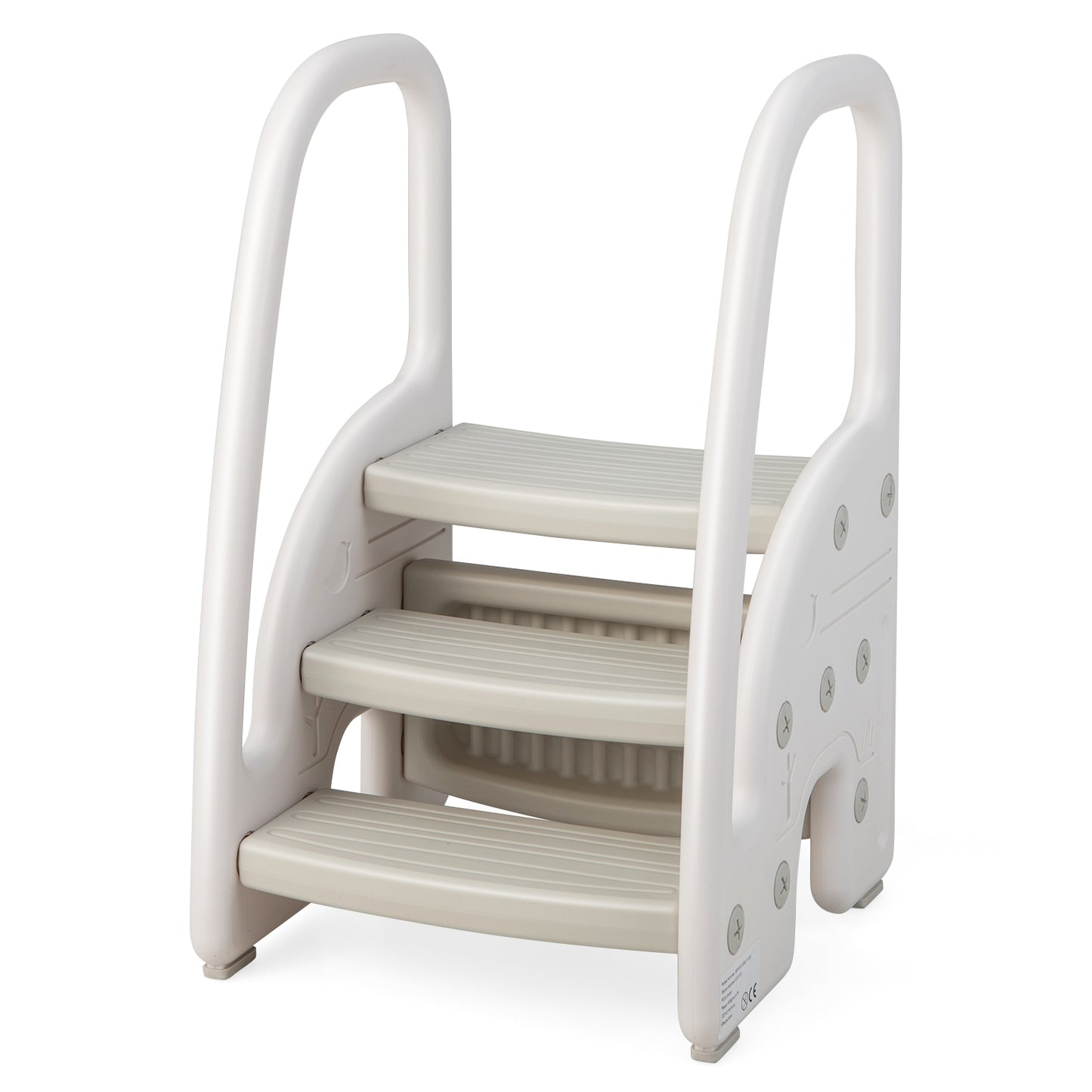 3-Step Stool with Safety Handles and Non-slip Pedals for Toddlers, Gray Toddler & Kids Furniture at Gallery Canada