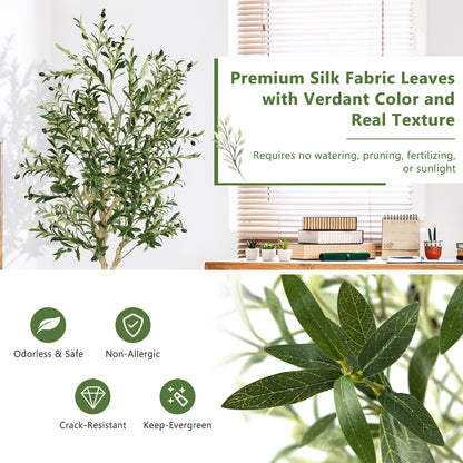 6 Feet Artificial Olive Tree in Cement Pot-1 Piece, Green Faux Plants at Gallery Canada