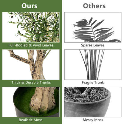 6 Feet Artificial Olive Tree in Cement Pot-1 Piece, Green Faux Plants at Gallery Canada