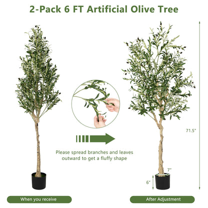 6 Feet Artificial Olive Tree in Cement Pot-1 Piece, Green Faux Plants at Gallery Canada