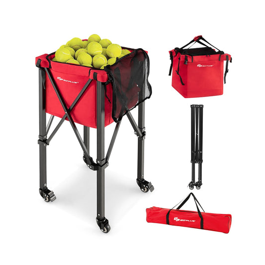 Foldable Tennis Ball Cart With Wheels, Removable Bag, Red Sport Equipments Red at Gallery Canada