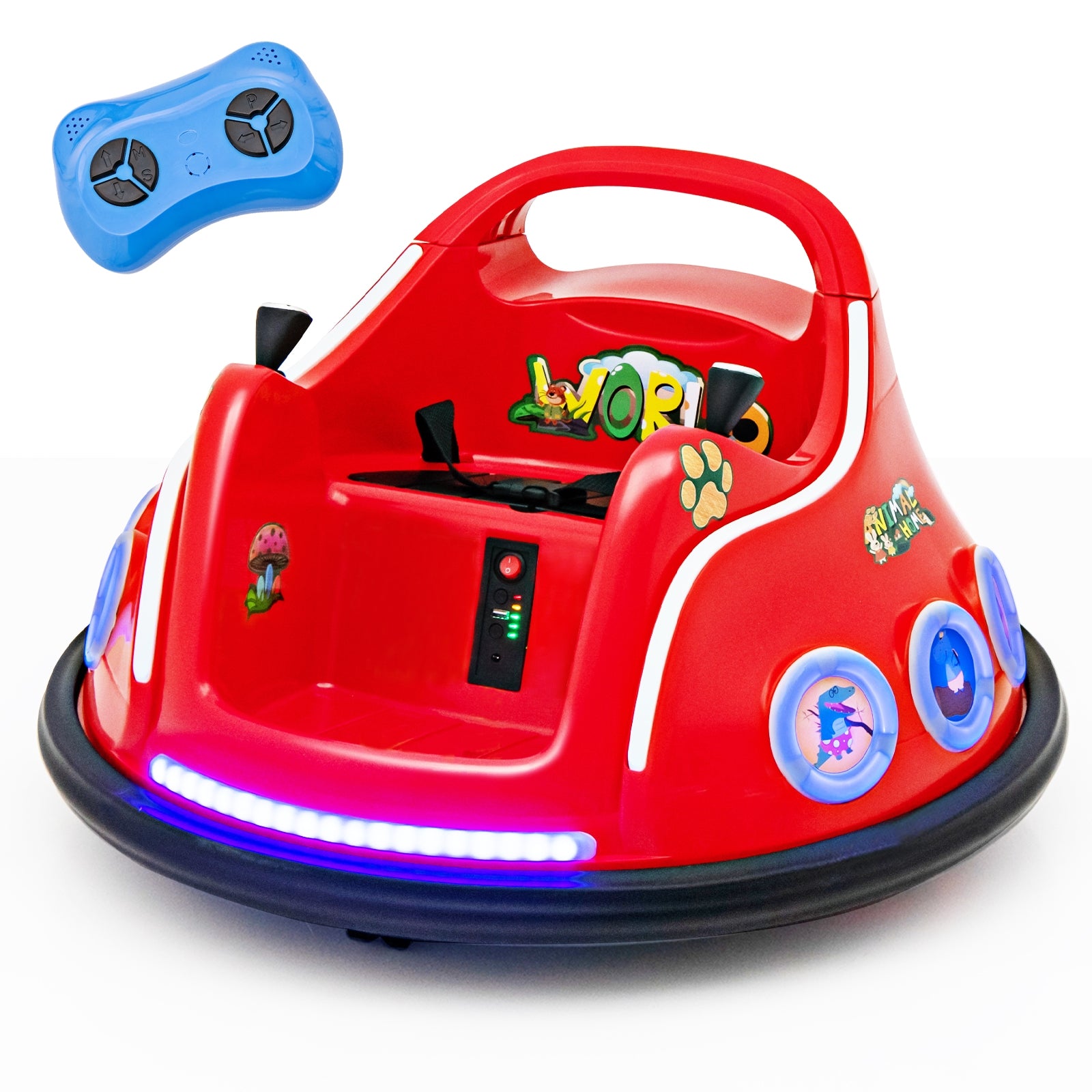 12V Electric Ride On Car with Remote Control and Flashing LED Lights, Red Powered Ride On Toys Red at Gallery Canada