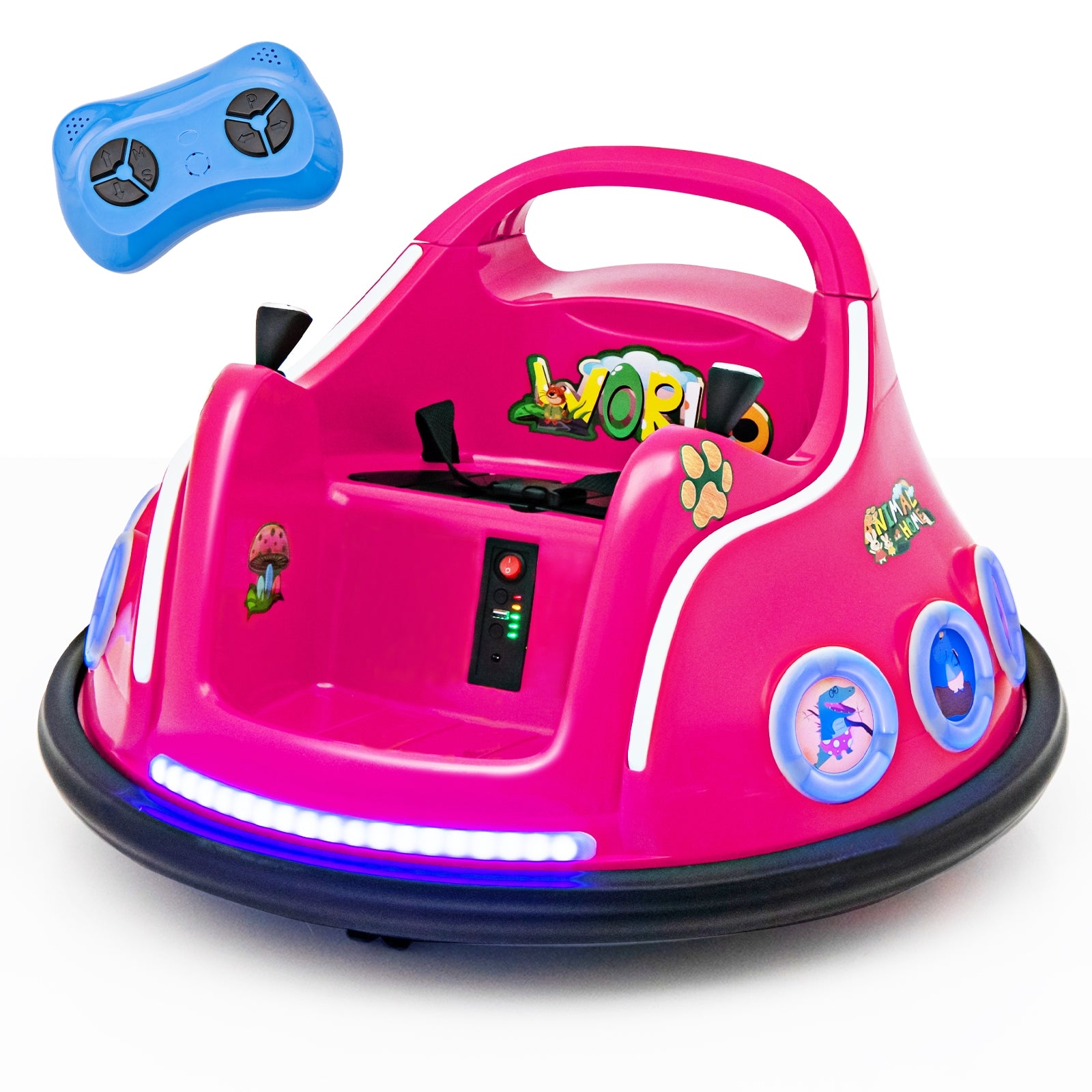 12V Electric Ride On Car with Remote Control and Flashing LED Lights, Pink Powered Ride On Toys at Gallery Canada