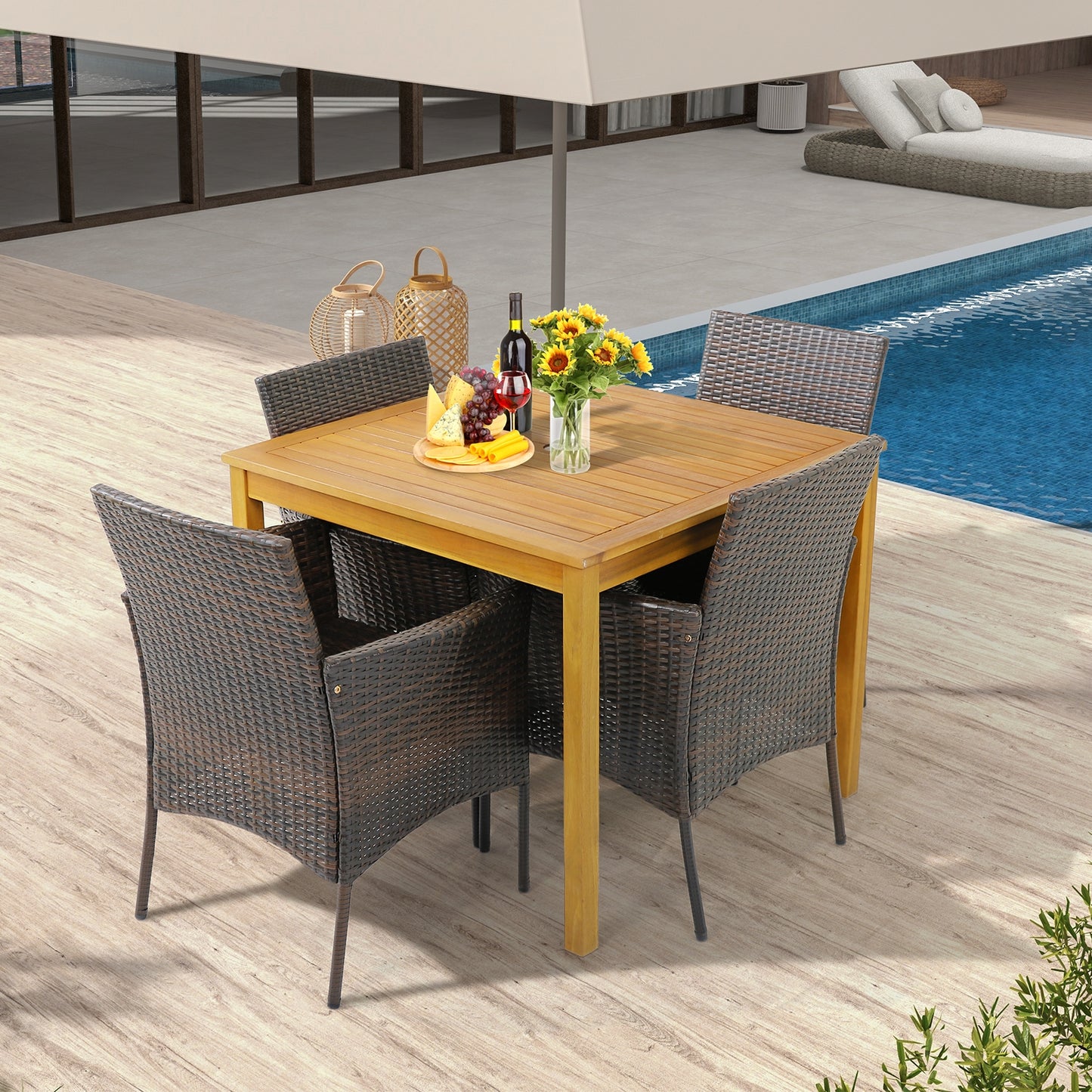 Patio PE Wicker Dining Chairs, Set of 4, Brown Patio Dining Chairs at Gallery Canada