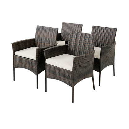 Patio PE Wicker Dining Chairs, Set of 4, Brown Patio Dining Chairs at Gallery Canada