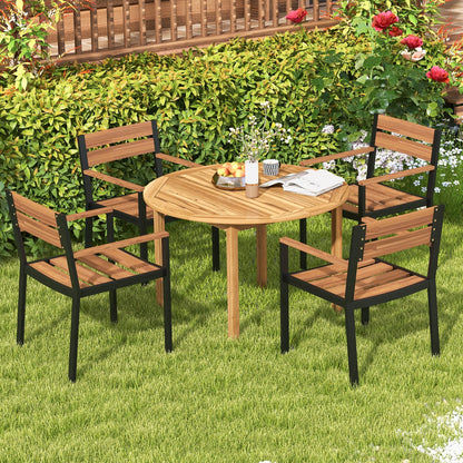 4-Person Large Round Outdoor Dining Table, Natural Patio Dining Tables at Gallery Canada