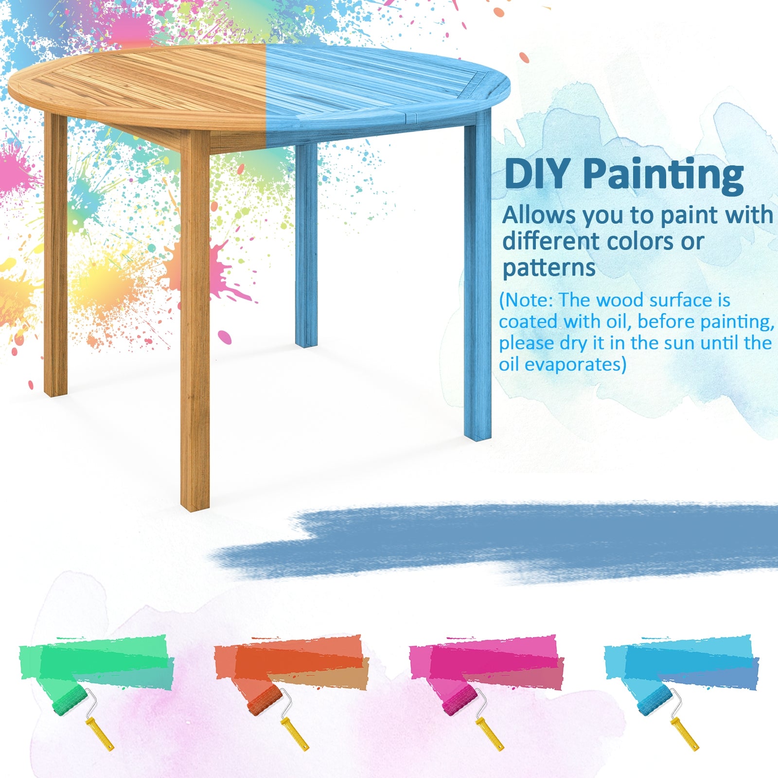 4-Person Large Round Outdoor Dining Table, Natural Patio Dining Tables at Gallery Canada