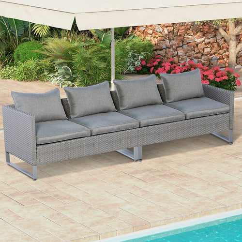 2 Pieces Patio Furniture Sofa Set with Cushions and Sofa Clips, Gray