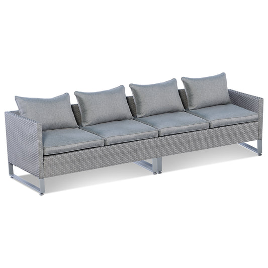 2-Piece Patio Sofa Set With Cushions, Gray