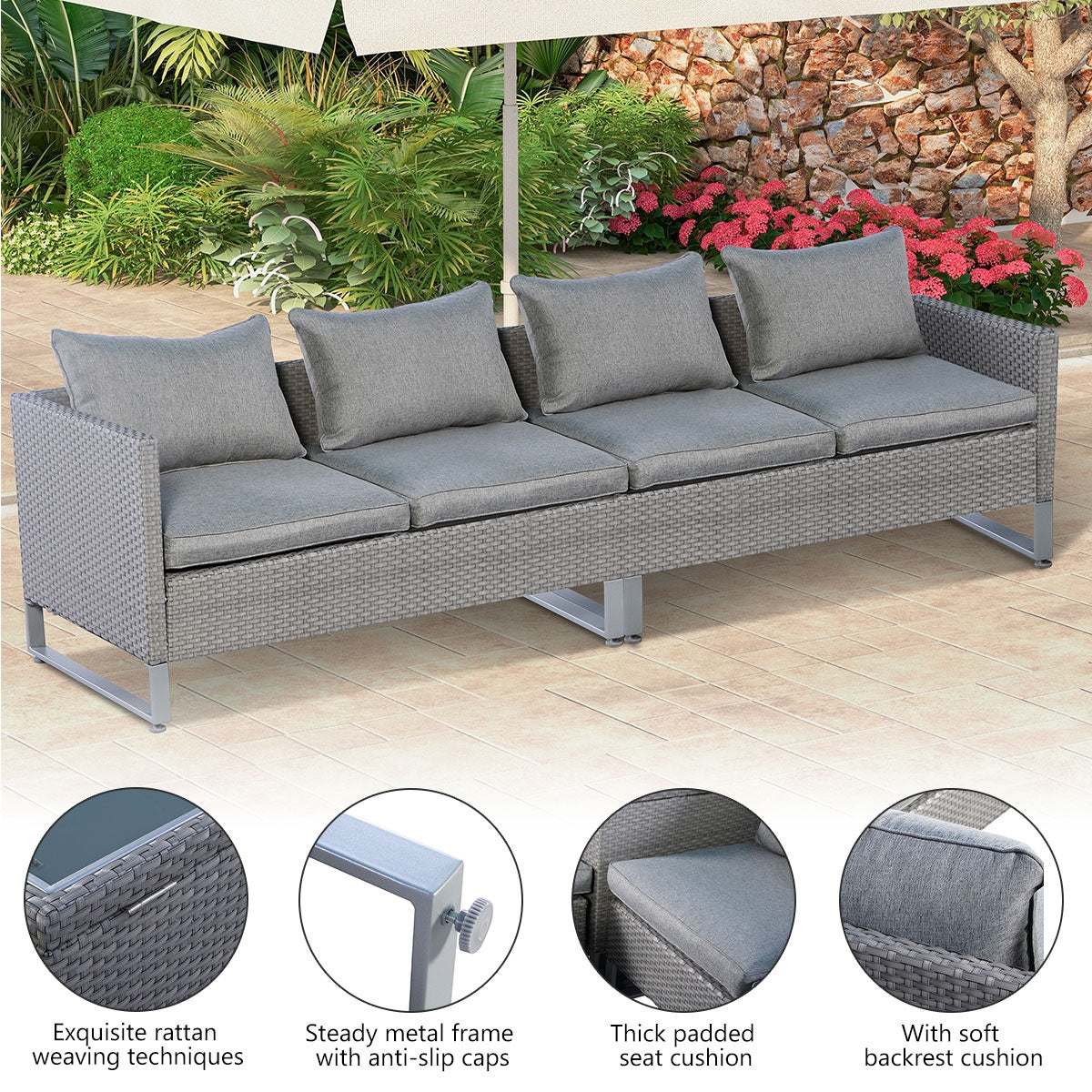 2-Piece Patio Sofa Set With Cushions, Gray Outdoor Sectionals at Gallery Canada