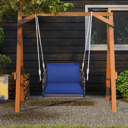 Single Person Hanging Seat with Seat and Back Cushions, Navy Patio Rocking Chairs & Gliders at Gallery Canada