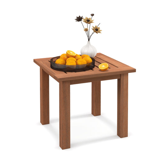 Hardwood Square Side Table, Slatted Tabletop, Natural Patio Tables Natural at Gallery Canada