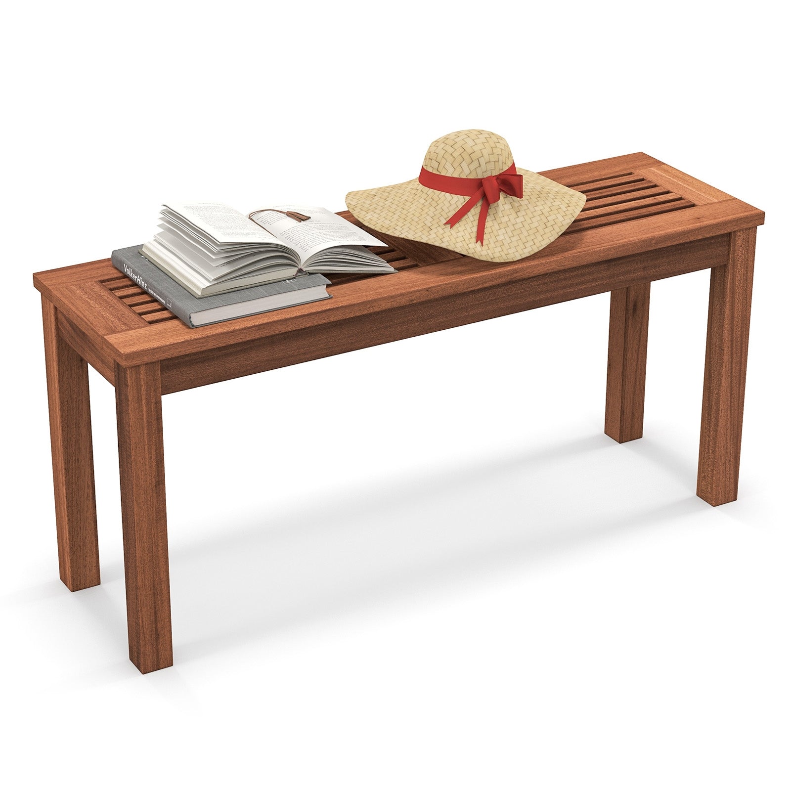 2-Seater Patio Backless Dining Bench, Breathable Slatted Seat, Natural Outdoor Benches at Gallery Canada