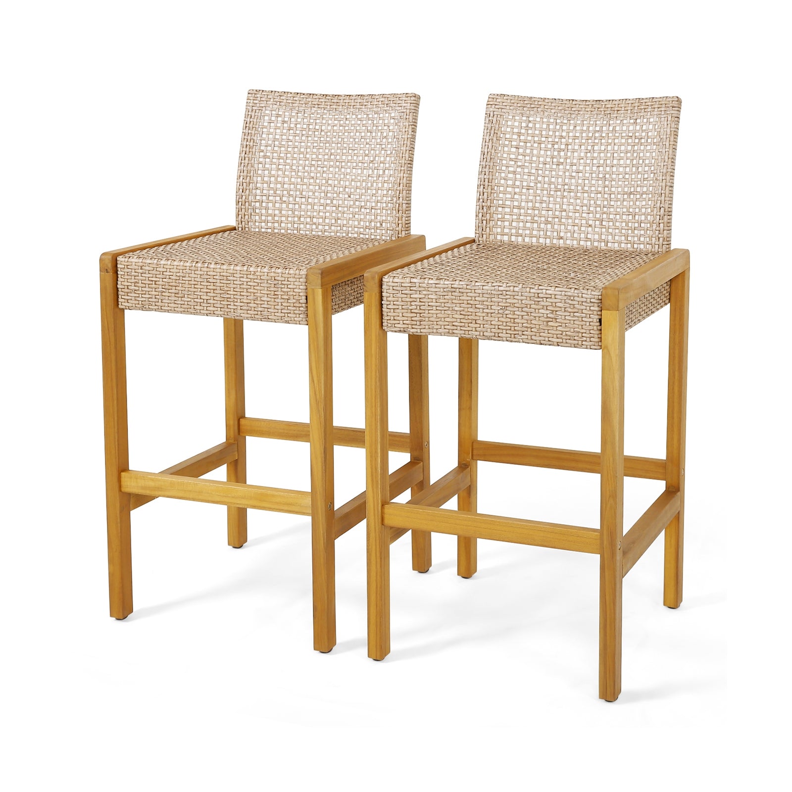 Rattan Patio Barstools, Set of 2, With Backrest, Light Brown Patio Dining Chairs Light Brown at Gallery Canada