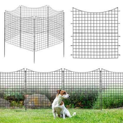 Decorative Garden Fence, 5 Panels, 5 Stakes, Black Decorative Fencing & Flooring Black at Gallery Canada