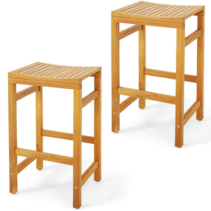 30-Inch Bar Chair, Saddle Seat, Footrest, Set of 2, Natural Patio Dining Chairs at Gallery Canada