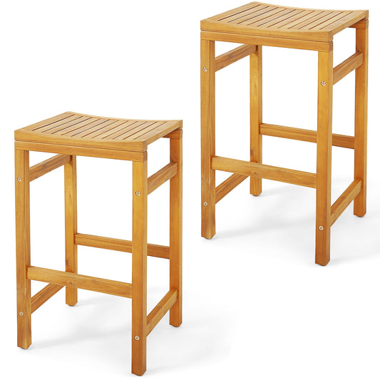 30-Inch Bar Chair, Saddle Seat, Footrest, Set of 2, Natural Patio Dining Chairs Natural at Gallery Canada