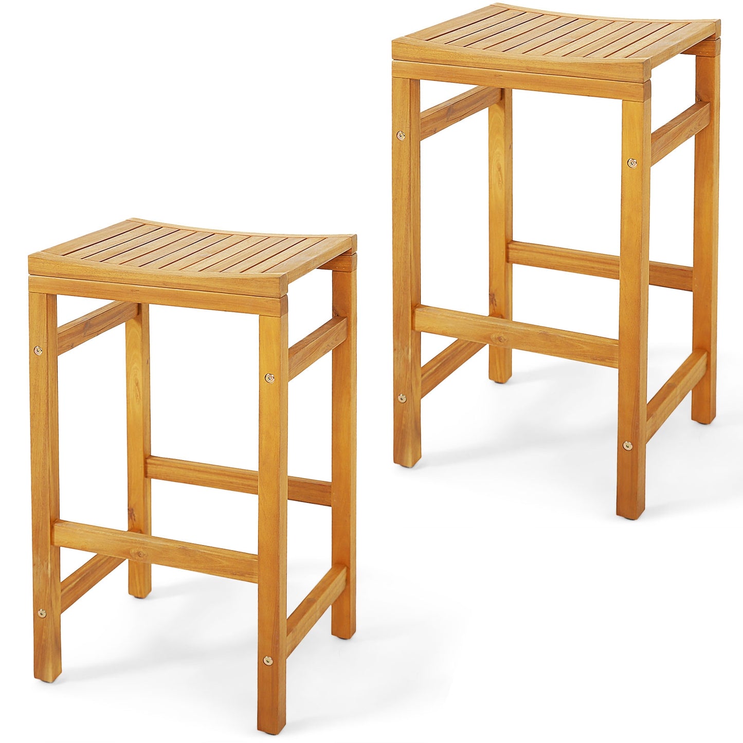 30-Inch Height Bar Chair with Saddle Shaped Seat and Sturdy Footrest-Set of 2, Natural Patio Dining Chairs at Gallery Canada