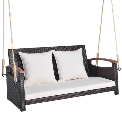 2-Person Patio Rattan Porch Swing, Brown Porch Swings Brown at Gallery Canada