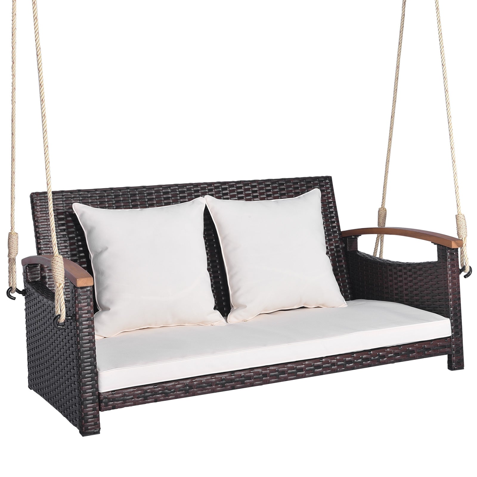 2-Person Patio Rattan Porch Swing, Brown Porch Swings at Gallery Canada