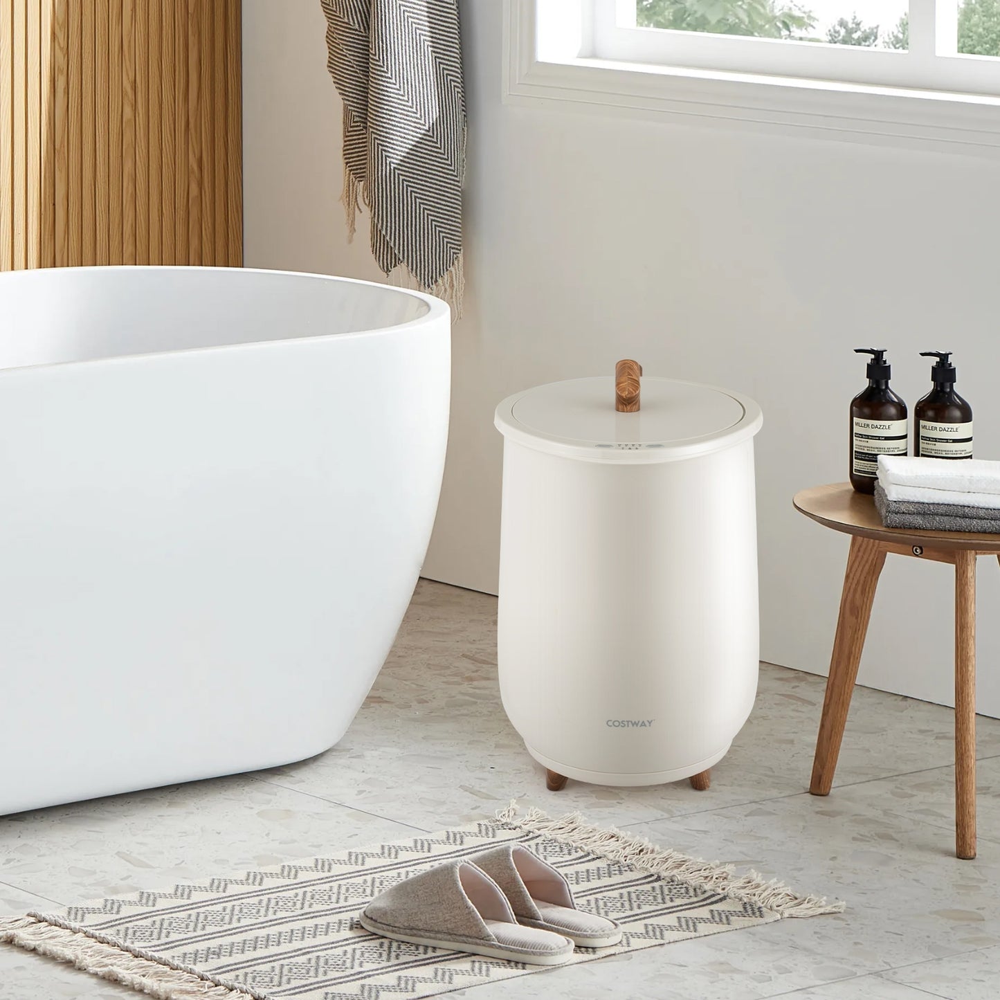 23L Large Luxury Bucket-Style Towel Warmer with Fragrant Disc Holder, Gray Dryers at Gallery Canada