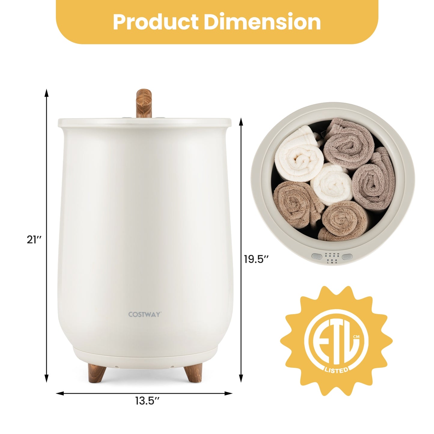 23L Large Luxury Bucket-Style Towel Warmer with Fragrant Disc Holder, Gray Dryers at Gallery Canada