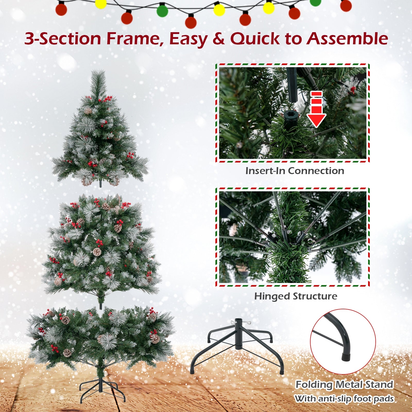 6 Feet Pre-Lit Artificial Christmas Tree with 350 LED Lights, Green Christmas Tree at Gallery Canada