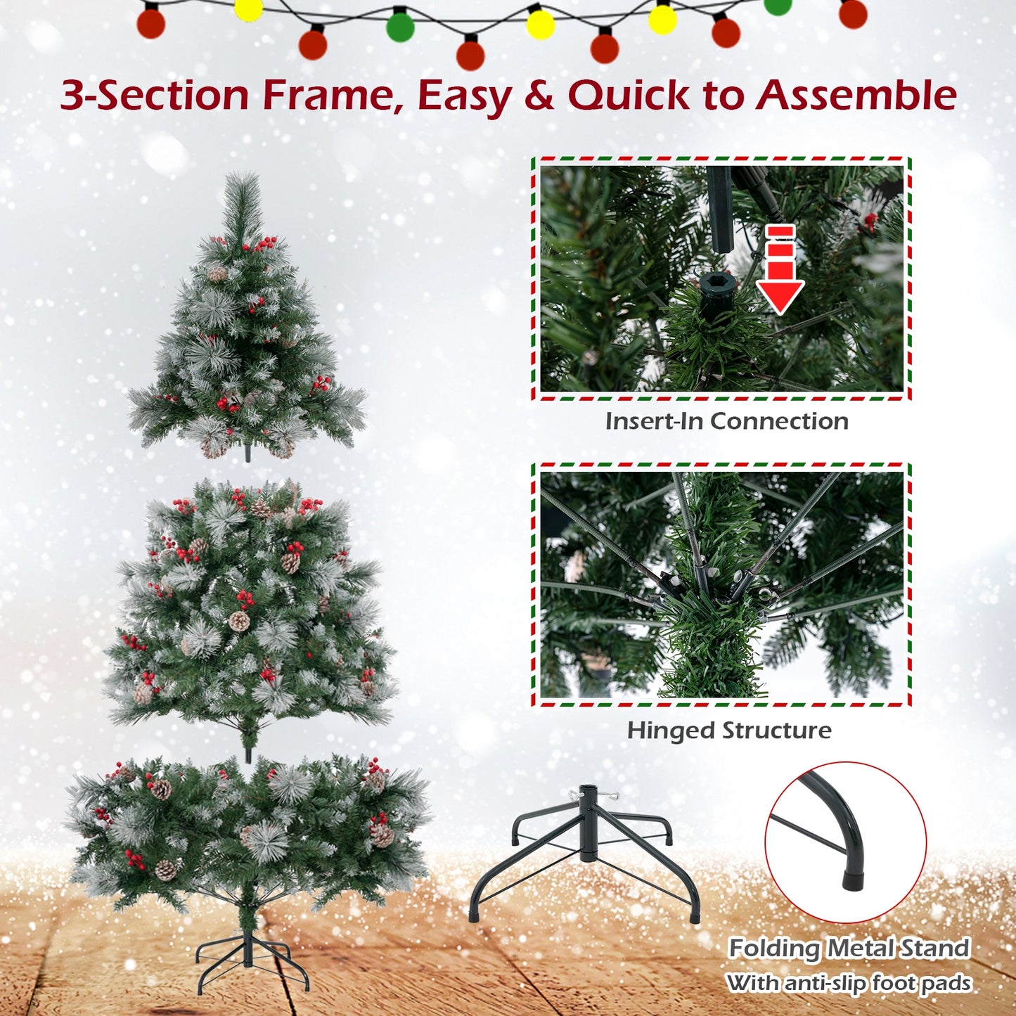 6 Feet Pre-Lit Artificial Christmas Tree with 350 LED Lights, Green Christmas Tree at Gallery Canada