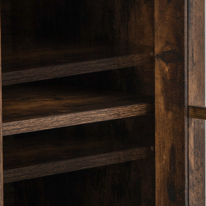 Fireplace TV Stand for TVs Up to 65 Inch with Side Cabinets and Remote Control, Brown Entertainment Centers & TV Stands at Gallery Canada