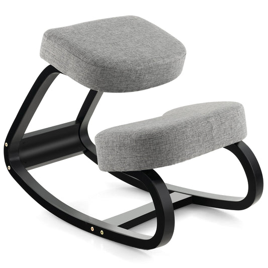 Rocking Ergonomic Kneeling Chair with Padded Cushion for Home Office, Gray - Gallery Canada