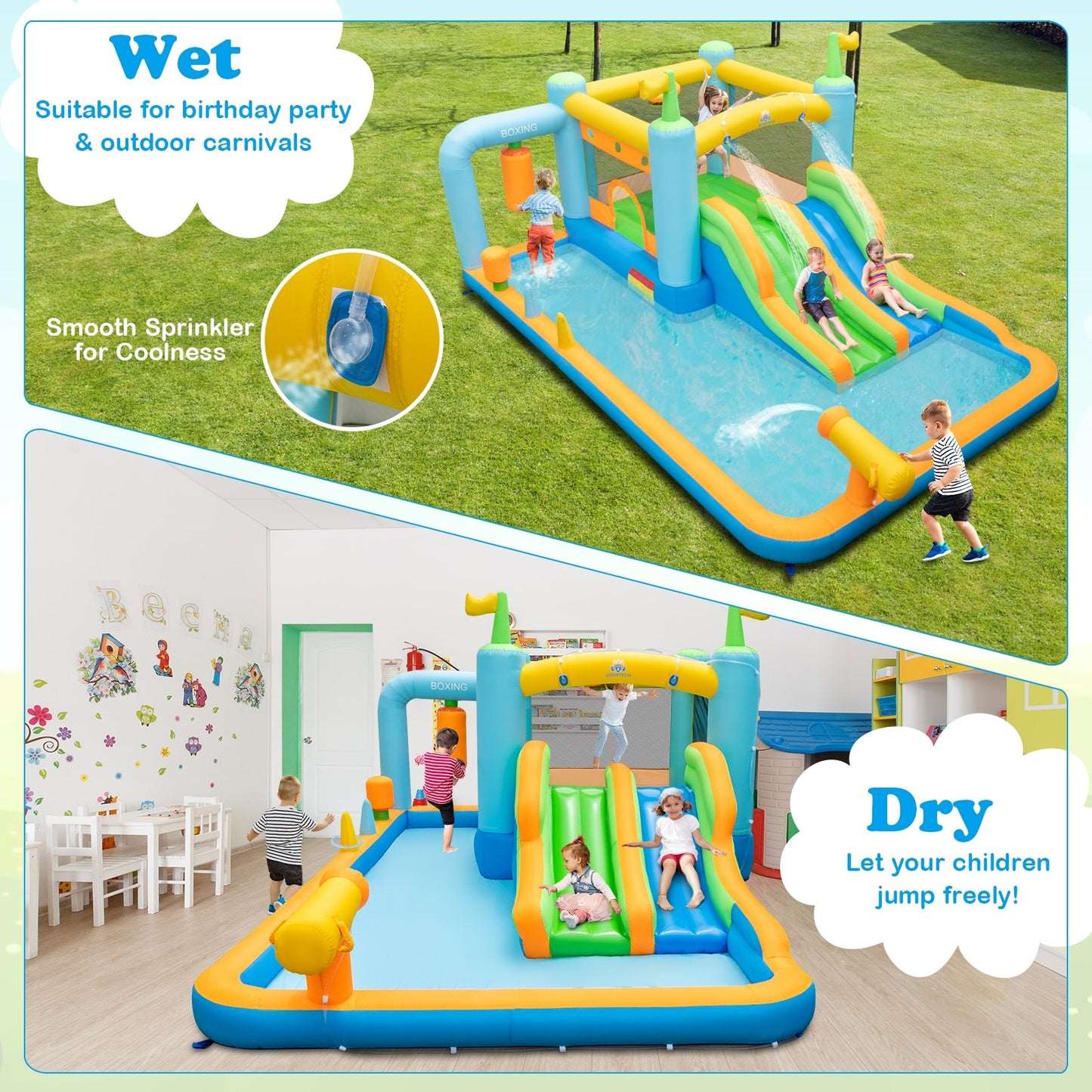 Giant Inflatable Water Slide for Kids Aged 3-10 Years (without Blower)