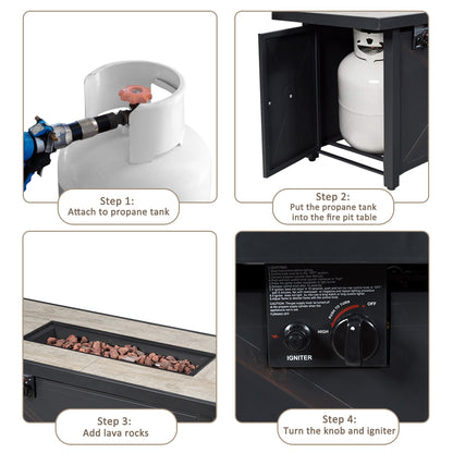 9 Pieces Patio Furniture Set with 42 Inches 60000 BTU Fire Pit, Black Patio Furniture Sets at Gallery Canada