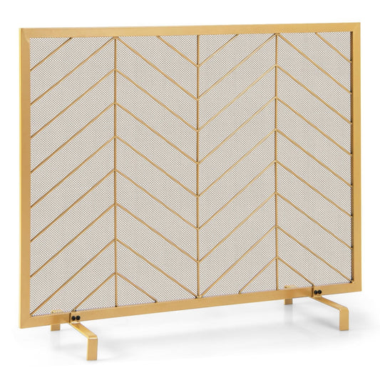 38 x 31 Inch Single Panel Fireplace Screen, Golden - Gallery Canada