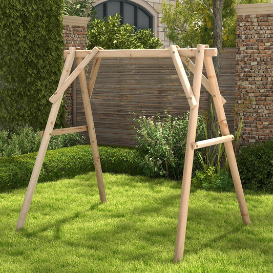 Heavy Duty Wooden Swing Frame with Reinforced Bars, Natural - Gallery Canada