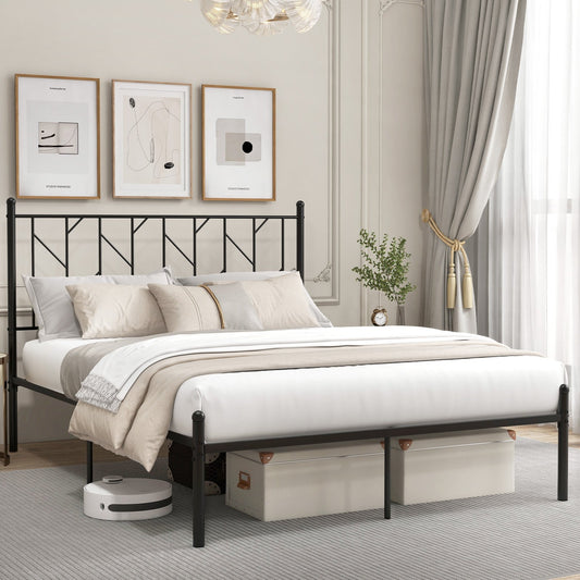 Twin/Full/Queen Size Platform Bed Frame with Sturdy Metal Slat Support-Queen Size, Black - Gallery Canada